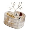 Rotating Jewelry Box with Lid Deer Antler Decoration 3 Layer