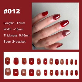 【NEW ARRIVALS!】 Press on Nails French Tip Bling Coffin Short Almond Fake Nails with Designs Glue on Nails Long Glossy Gradient Medium False Nails Reusable Full Cover Thick Nail Acrylic Stick on Nails for Women Girls 24 Pcs:_012