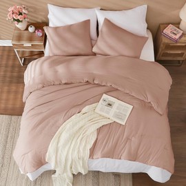 WRENSONGE Twin XL Comforter Set, 2 Piece Dusty Pink Soft Microfiber Twin Bedding Sets(1 Fluffy Twin XL Comforter with 1 Pillow Sham) - Warm Twin Bed Comforter Suitable for All Seasons