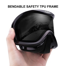 Juli Kids Ski Goggles,Snow Snowboard Goggles Boy Girl Snowmobile Skiing Skating Age 3-8 (Black Frame/Black Lens)