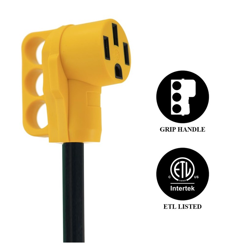 RV Generator Power Adapter-30Amp Male 4 Prong Plug to 50