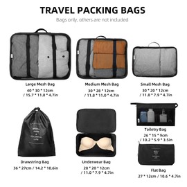 7PCS Packing Cubes Travel Packing Bags Luggage Organizers Mesh Bags Toiletry Bag Underwear Bag Separate Storage for Travel Business Trip