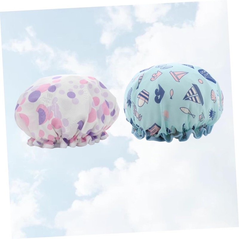 Beavorty 2pcs Woman Shower Caps Double Layer Shower Cap Bath