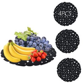 4 x Sink Liner, Protective Mat for Sink, Round, 29 cm for Sink, Can be Cut to Size Drain Mat, Sink Mat with Drain Hole, Sink Insert Square for Crockery and Sink, Black