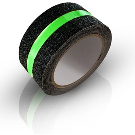 Electrodepot Anti Slip Glow in The Dark Traction Tape 2Inch x 16ft – Heavy Duty Adhesive Grip Non Skid Tape for Stairs Waterproof Safety - Outdoor/Indoor - Neon Strips Walk Black - 1 Pack