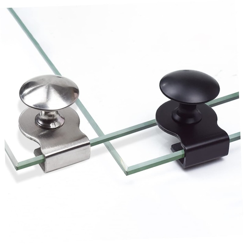 TEHAUX 2pcs Glass Door Pull Handles Glass Cabinet Clips for