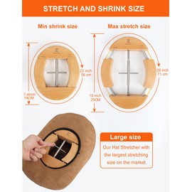 Hat Stretcher for Fitted Cowboy Hats Stretchers for Men - 4 Way Expander Extender Shaper Widener XL Large Size Enlarger (4 Way Wood)