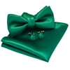 JEMYGINS Men's Plain Bow Tie and Pocket Square with Cufflinks,