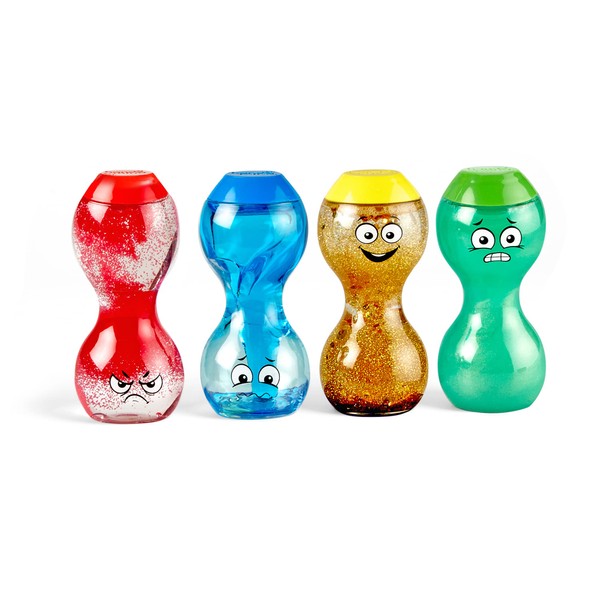 Learning Resources Express Your Feelings Sensory Bottles, Help Kids Express Feelings & Emotions, Easy-Grip, Securely-Sealed Bottles With Expressions & Mesmerising Motion, Set of 4, Ages 3+