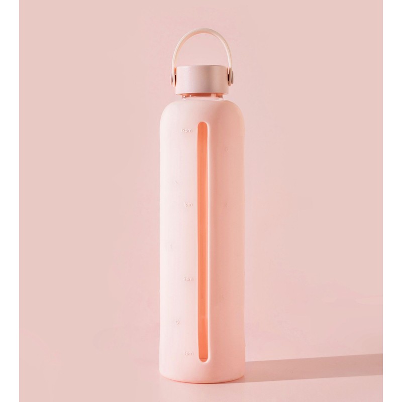 Healthish 25oz Glass Water Bottle with Time Markings – BPA-Free