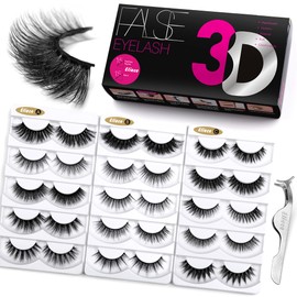 Eliace 3D Mink Lashes Natural Look 15 Mixed Styles 15 Pairs Fake Eyelashes Bulk Pack Handmade Luxurious Volume Fluffy Natural False Eyelashes Comfortable and Soft Strip False lashes for Women | Eliace