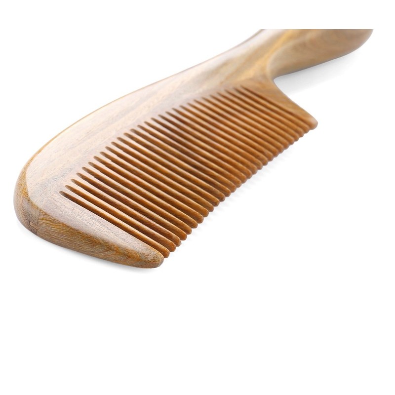 Peine de sándalo verde natural – exquisito acabado suave mango