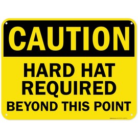 Caution Hard Hat Required Beyond This Point Osha Sign, 18x24 Inches, 55 mil thick HDPS (high density polystyrene), Made in USA by My Sign Center