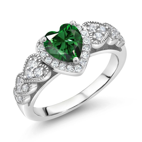 Gem Stone King 925 Sterling Silver Gemstone Birthstone Heart Engagement