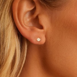 PRTGL Gold Earrings: Dainty Mini Flat Back Baseball Screw Stud Earrings for Women Jewelry