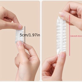NINFEIQI 50Pcs Clear Disposable Ear Covers for Shower, Single Uses Luggage Wheel Protectors, Plastic Ear Protection for Hair Dye, Shower, Bathing, Spa, Salon, Home
