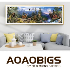 AOAOBIGS Large 5D Diamond Painting Kits for Adults Kids Fantasy Forest Full Drill Diamond Art Square Dots Diamond DIY Kits Pictures for Home Office Wall Decor (32"*12") (Forest)