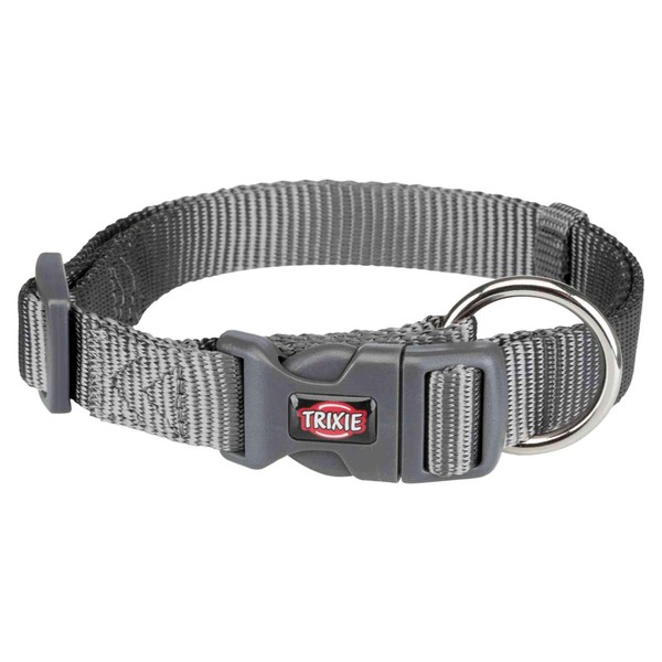 TRIXIE Premium Dog Collar, M/L, Dark Grey, Extra Heavy Duty