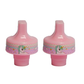 Refresh-a-Baby Universal Bottle Top Spout Adapter – 2 Pc Pack, Reusable, Convert Any Bottle into a Universal Sippy Cup for Little Ones (Pink, Unicorn)