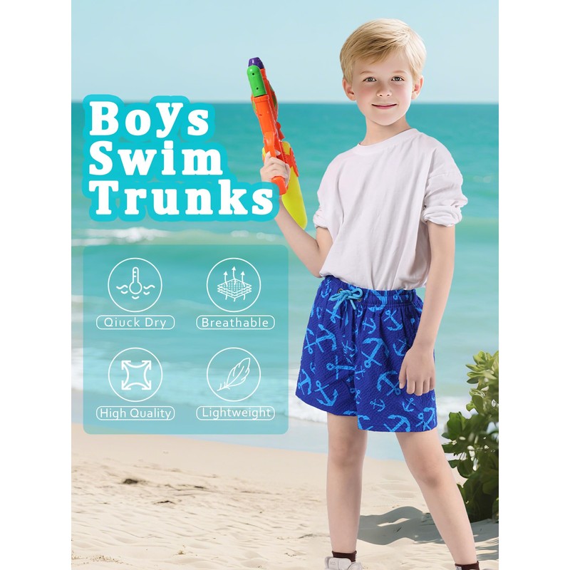 NATUST Boy's Swim Trunks Printed Beach Surf Shorts with Mesh
