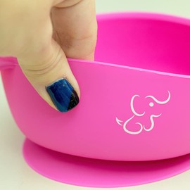 PAPU BABY Set Mis Primeros Platos - 1 Plato Hondo/Bowl/Tazón y 1 Plato de Divisiones de silicón. Base de succión. Libres de BPA (Rosa)