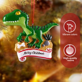 iDIY Christmas Ornaments for Kids 2024 - T-Rex Ornaments for Christmas Tree, Dinosaur Themed, Fun Gift Idea for Kids (Green Dinosaur) 88