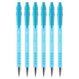 Paper Mate Flexgrip Ultra Retractable Ballpoint Pens | Medium Point 1.0mm | Blue Ink | Bright Blue Retro Barrels | Pack of 6