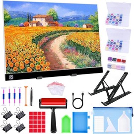 183 count A4 Diamond Painting Light Pad Kit, Light Board for Diamond Painting Accessories, Tracing Light Box with 5D Painting Tools Set for Full Drill & Partial Drill Art - Color: 02-A3 Light Pad Kit