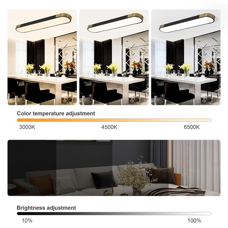 Tioolo Dimmable LED Ceiling Lights Flush Mount Ceiling Light 4FT