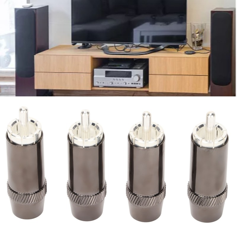 4pcs RCA Sound Plug Silver Plated RCA Male Plug Connector