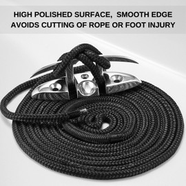 Acefvnofo Boat Cleat 6", Folding Dock Cleats(2Pack), 316 Stainless Steel Cleat with 2PCS Dock Lines 3/8" x 15' Boat Ropes for Docking with 12" Loop, Marine Grade Rope and Folding Cleat for Deck Boat