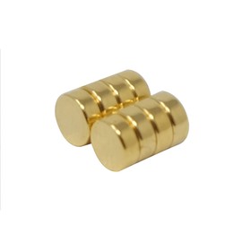 Gold Plattierter Magnet Für Therapie und Schmerzlinderung - Grübchen Auf Nordwand - 4mm Durchmesser x 1,5mm Dick - 0,36kg Ziehen - Pack von 10