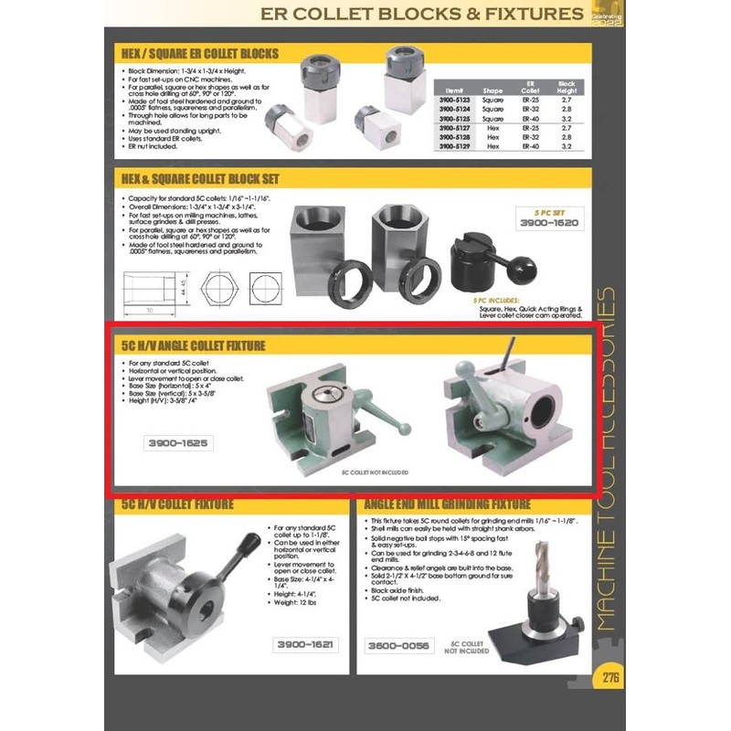 HHIP 3900-1625 5C Horizontal/Vertical Angle Collet Fixture
