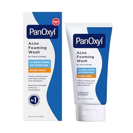 PanOxyl Jabón Espumoso para el Acné con Peróxido de Benzoilo 10% de Fuerza Máxima Antimicrobiana, 5.5 Onzas Líquidas (Paquete de 1)