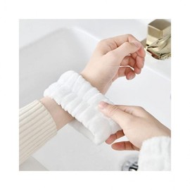 Lumina D Microfiber Wristbands for Face Washing - Sleeve Wetting Prevention (2P) White 2P