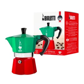 Bialetti - Moka Express Italia Collection: Iconic Stovetop Espresso Maker, Makes Real Italian Coffee, Moka Pot 3 Cups (4.3 Oz - 130 Ml), Aluminium, Colored in Red Green Silver
