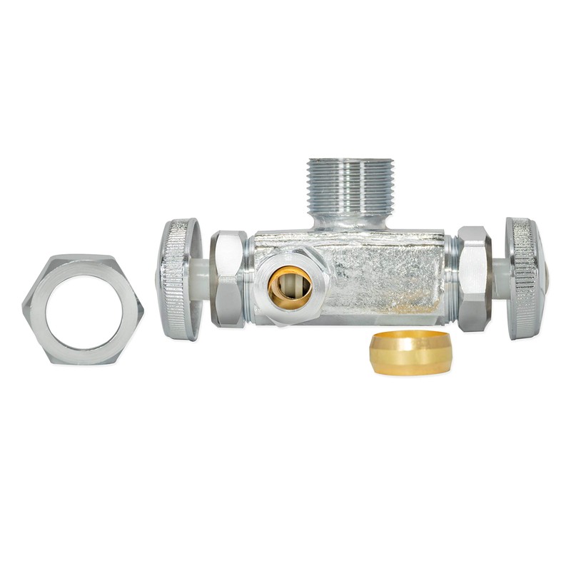 Eastman 04352LF Dual Outlet/Dual Handle Stop Valve Chrome, 5/8 inch