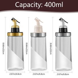 TINMIX 13.5oz Olive Oil Dispenser Bottle Glass Oil and Vinegar Dispenser Bottles for Kitchen Cooking with Leakproof Pourer Spout