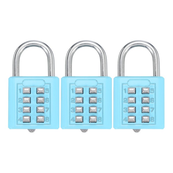 sourcing map Combination Padlock, 8-Digit Push Button Padlock 4-Position Locking