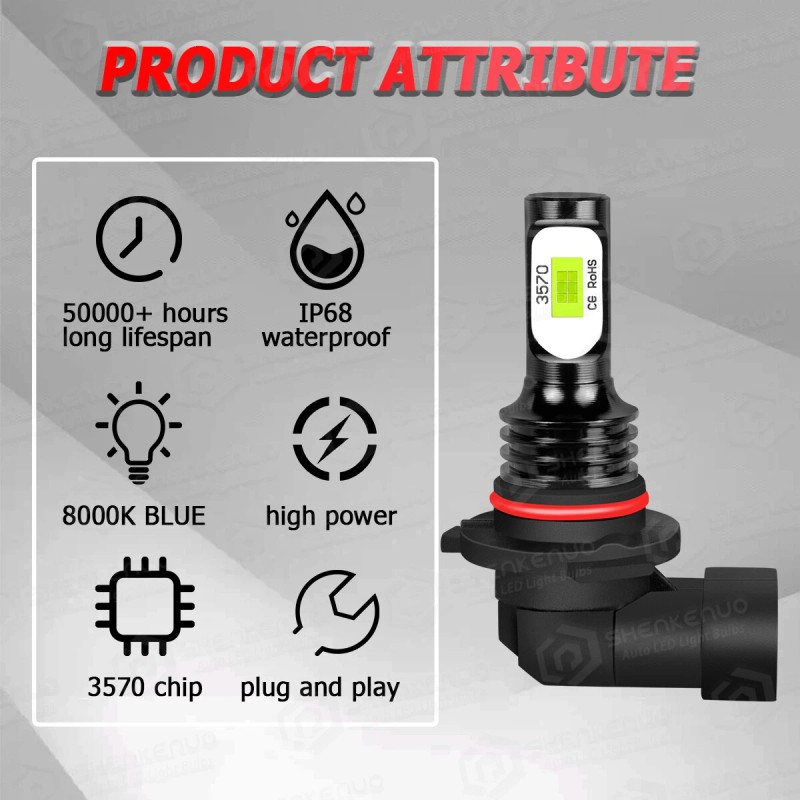 8000K Front LED Headlight Bulbs For Saturn SL2 1991-2002 High