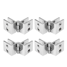 uxcell Glass Door Hinge - 180 Degree Cupboard Showcase Cabinet Door Hinge Glass Clamp,Zinc Alloy, for 5-8mm Glass Thickness 4Pcs