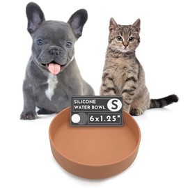 Should We Go? The Perfect Dish - Durable Dog Water Bowl - No Spill - Less Mess Non-Tippable Water & Food Bowl, Pure Silicone, Spill Proof with Suction Cup, Suitable for All Pets, Small-Terracotta