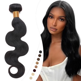 Elailite Real Hair Bundle, Hair Extensions, Natural Black, Sew-in Bundle, Hair Extensions, Brazilian Wavy, 100 g, 30 cm, #1B