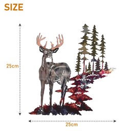 Gudui Metal Deer Wall Decor, Forest Deer Wall Hanging Decoration, Rustic Metal Wall Art Animal Sculpture Openwork Ornament for Living Room Bedroom Bathroom, 25cm X 25cm