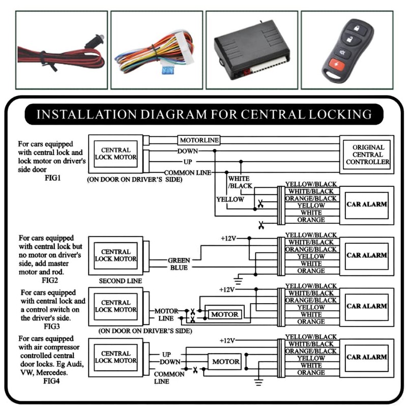 Riloer 12V Universal Car Remote Control Central Kit with 4