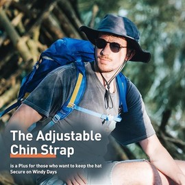 TOP-EX Men's Waterproof Bucket Sun Hat with Wide Brim, Summer Boonie Shade Cap for Outdoor Hiking, Fishing, Beach, Safari - UV Protection SPF Sunhat, Navy M/L