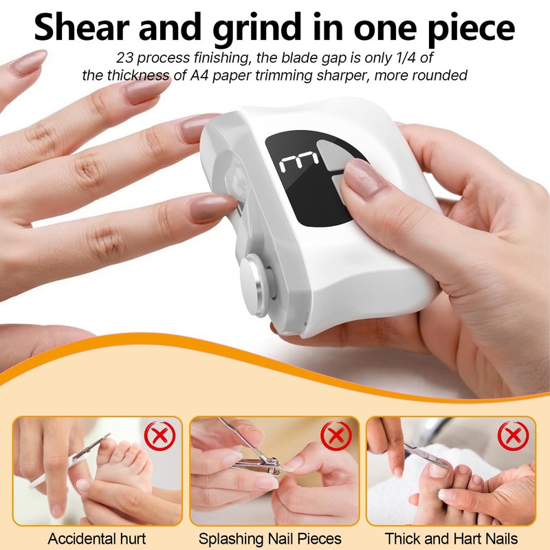 Electric Nail Clippers, 3 in 1 Automatic Cutting and Grinding