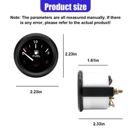 Tuxihapp 2" Fuel Level Gauge, 12V 240-33ohm Car Fuel Tank Meter with E-1/2-F Pointer Range & LED Backlight, Universal Automotive Modification Parts for Cars, RVs, Yachts, Boats, Motorcycles (Black)