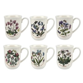 Portmeirion Botanic Garden 11.5oz Beaker Mugs - Set of 6 | Assorted Tulip Motif | Fine Earthenware | Chip Resistant Glaze | Dishwasher, Microwave, Freezer, Oven Safe