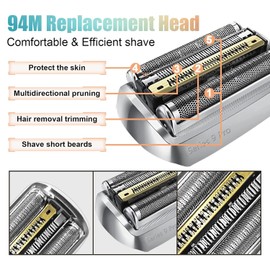 94M Replacement Shaver Head Compatible with Braun 9 Series Foil Shaver 9477cc,9330s,9465cc,9460cc,9419s,9390cc,9385cc